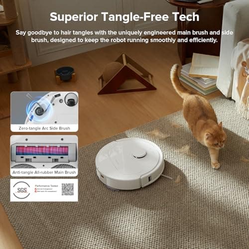 roborock Qrevo Series Robot Vacuum and Mop, 8000Pa Suction, Upgraded from Qrevo S, Anti-Tangle Brush, Smart Obstacle Avoidance, Auto Mop Washing, All-in-One Dock, 200RPM Spinning Mops, White(QV 35A) 5