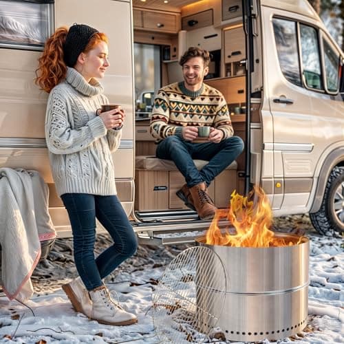 HGD 20 Inch Smokeless Firepit with Grill, Portable Wood Burning Fire Pit for Camping & Backyard, Stainless Steel Outdoor Fireplace with Travel Bag, Easy Setup & Compact Storage - Foldable Design 8