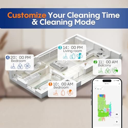 Robot Vacuum and Mop, Robot Vacuum Self Emptying with 5000Pa Suction, 3-in-1 LiDAR Navigation, Home Mapping, No-Go Zones, Up to 60 Days Hands Free Cleaning, Wi-Fi/App/Alexa, Hard Floors, Carpet 5