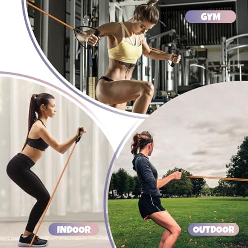 RitFit Single Resistance Exercise Band with Comfortable Handles - Ideal for Physical Therapy, Strength Training, Muscle Toning - Foam Padding Door Anchor and Starter Guide Included (Green(5-10lbs)) 7