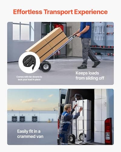 VEVOR Aluminum Hand Truck, Heavy-Duty Hand Truck Dolly with Non-Slip Wheels & Handle, 500 LBS Aluminum Alloy Portable Trolley Dolly with Tie-Down Strap for Moving Home, Office, Warehouse 5