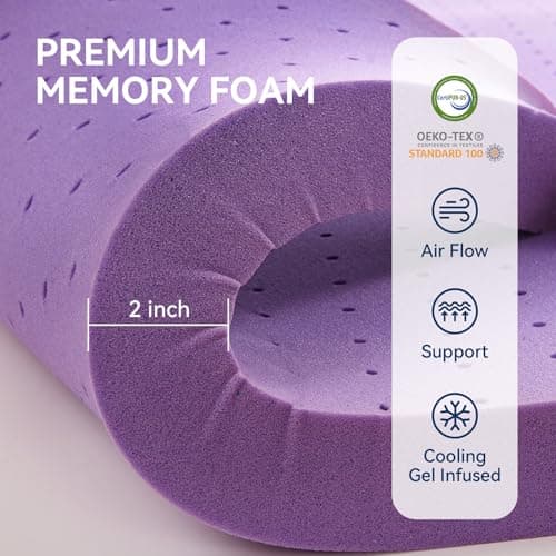 BDEUS Dual Layer 5 Inch Memory Foam Mattress Topper King Size, 2 Inch Gel Memory Foam Plus 3 Inch 1450 GSM Down Alternative Quilted Pillow Top Mattress Pad Cover,Dark Gray 5