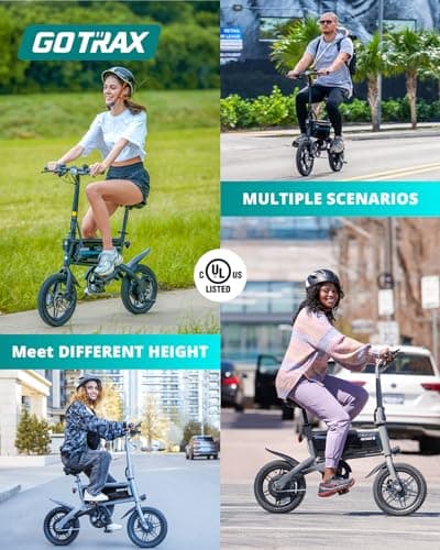Gotrax Nano 14" Folding Electric Bike, Max Range 25Miles(Pedal-Assist) & Max Speed 15.5Mph, Power by 250W Motor, Adjustable Seat & Dual Fenders, Commuter Electric Bicycle for Adults/Teens - Gray 7