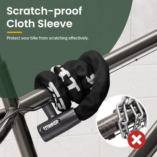 Titanker Bike Chain Lock with Key, 3.3 Feet Heavy Duty Anti-Theft Bike Lock Chain Security Bicycle Chain Locks for Bike, Motorcycle, Bicycle, Door, Gate, Fence, Grill (8mm Thick Chain, Black) 5