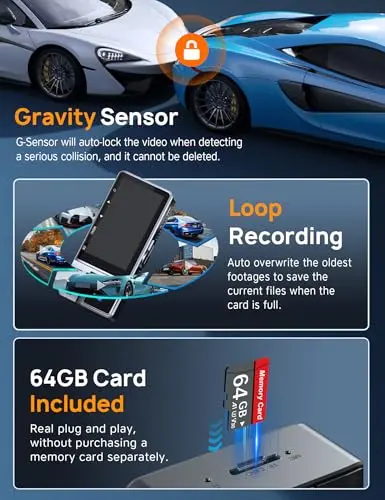 Icesky Three Channel Dash Cam Front and Rear Inside with WiFi 6, Triple Way 2.5K, 4K+2.5K Dual Dash Camera for Cars Front and Rear/Inside, Car Dashcams with 64GB Card, 24H Parking Mode, App Control 5