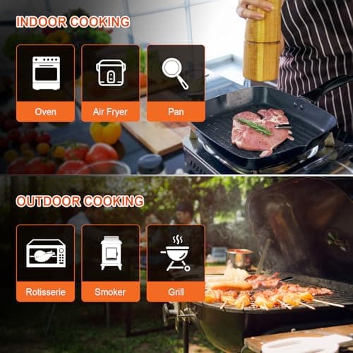 Wireless Meat Thermometer – Digital Cooking Thermometer with Wireless Probe – 500Ft Remote Range Food Thermometer – with iOS & Android Read App -Preprogrammed Temperatures for BBQ, Oven, Grill 7