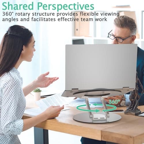 GleYo Laptop Stand for Desk Adjustable Computer Stand with 360 Rotating Base Ergonomic Laptop Riser Mount for Desk Foldable Protable Computer Desk Fits with MacBook Pro Air, Round 6