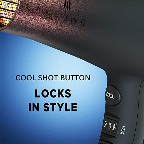 Wazor Professional Ionic Hair Dryer with Diffuser, Infrared Salon Grade Blow Dryer with Comb Attachment, 1875W Powerful Quiet Hair Blow Dryer, Tourmaline Ceramic Hairdryer with Nozzle, Black 7