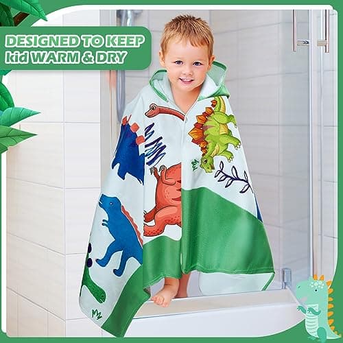 Oudain 6 Pcs Kids Hooded Bath Towel with Hood Microfiber Beach Baby Pool Beach Towel for Boy Girls Toddler Kids 6
