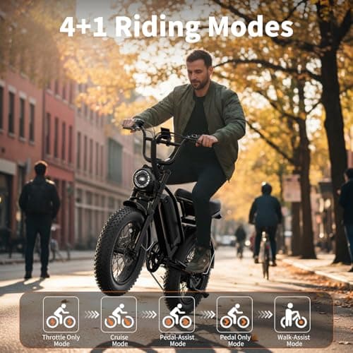 YOLOWAY 2000W Peak Electric Off Road Bike for Adults,Electric Dirt Bike,E Bike 20 * 4" Fat Tire,All Terrain 32 MPH Top Speed,Ebike Up 80 Miles Range,48V Removable Battery,Certified by UL2849 5