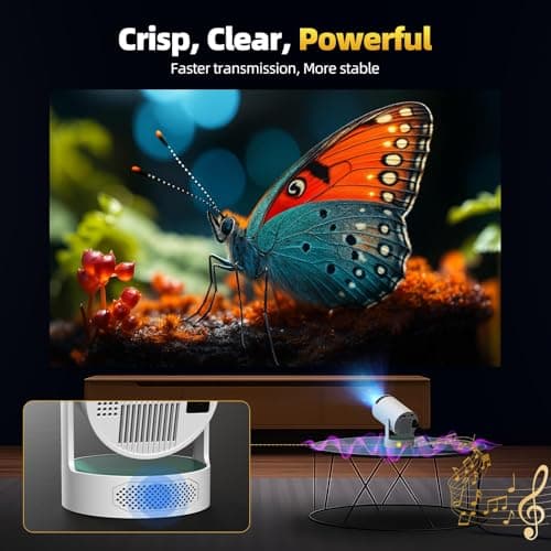 Mini Projector with WiFi and Bluetooth, 4K Projector with 5W Soundbase Speaker, Portable Projector for Bedroom, 300 ANSI Lumens Smart Projector, 270° Rotation Automatic Vertical Keystone Correction 7
