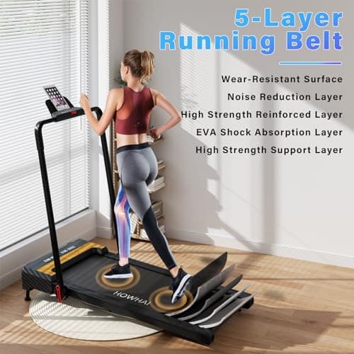 HOWHAI Treadmill with Auto Incline 9%, Walking Pad Treadmills for Home with 2.5HP, Speed 7.6MPH Walking Pad with Handle Bar, Foldable Treadmill, Remote Control and LED Display, Compact for Home Office 7
