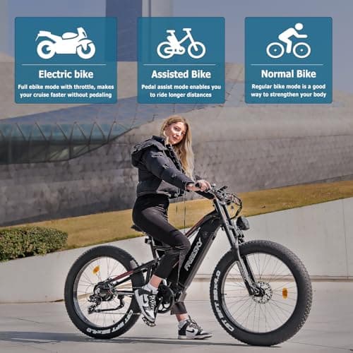 FREESKY 2000W Electric Bike with BAFANG Motor & 48V 30Ah Battery, 35MPH Max Speed, 120 Miles Range, Full Suspension Mountain Ebike for Adults, 26" Fat Tires, Smart Keys, Hydraulic Brakes 7