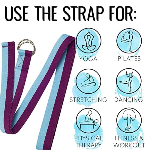 TECEUM [New 2022] Yoga Strap – 100% Cotton – 6 ft 8 ft 10 ft (6+ Colors) – Adjustable Non-Slip Belt for Daily Yoga, Pilates, Stretching, Physical Therapy, Fitness & Home Workout – for All Levels 8