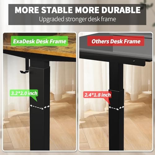 ExaDesk Electric Standing Desk, 63 * 30 Inches Adjustable Height with 4 Drawers, Double Storage Shelves Stand Up Desk, Home Office Workstation Sit Stand up Desk (Rustic Brown) 5