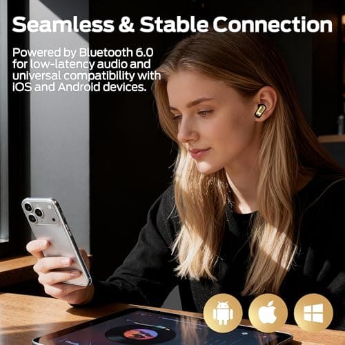 Monster N-Lite 217 Wireless Earbuds, Immersive Stereo Sound, Bluetooth 6.0 in-Ear Headphones, Built-in Smart Noise Cancelling Mic for Clear Calls, Comfortable Fit, 32H Playtime, IPX5 Waterproof, Black 6