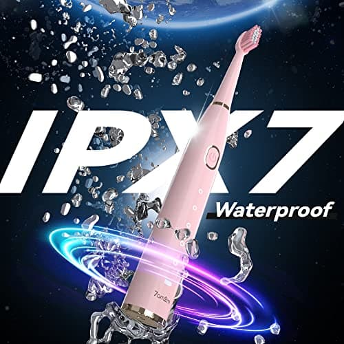 7AM2M Sonic Electric Toothbrush for Adults and Kids- High Power Rechargeable Toothbrushes with 8 Brush Heads,5 Adjustable Modes, Built-in 2-Minute Smart Timer,4 Hours Fast Charge for 30 Days(Pink) 6