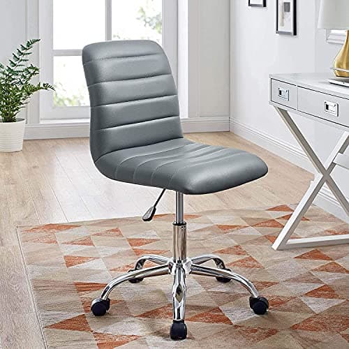 Modway Ripple Ribbed Armless Mid Back Swivel Computer Desk Office Chair In Gray 11