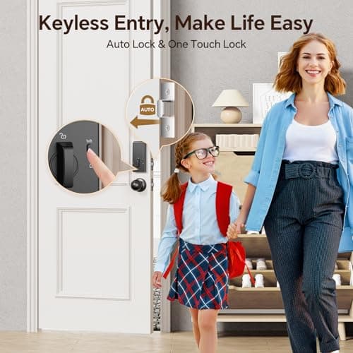 VCHOO Keyless Entry Door Lock with Handle, App Control Door Locks for Front Door, Auto Lock Keypad Door Lock with Handle, Smart Door Lock for Home Hotel Bedroom with 2 Door Knobs 7