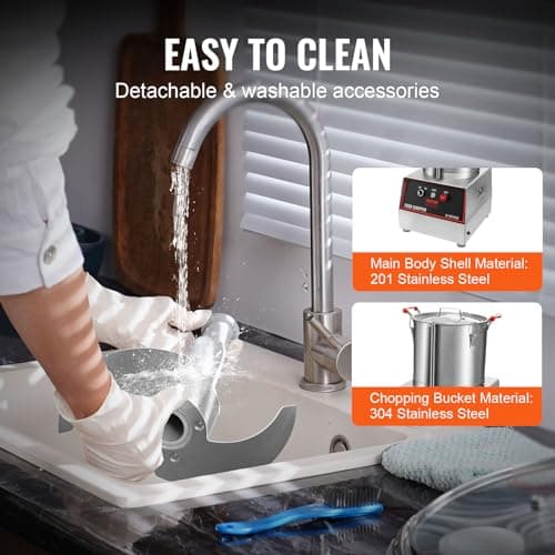 VEVOR Food Processor & Vegetable Chopper, 16 Quart, 1400W Food-Grade Stainless Steel Food Processor Chopper with 2 Extra S-Curve Blades, Multifunctional for Chopping Vegetables, Grains, Nuts 6