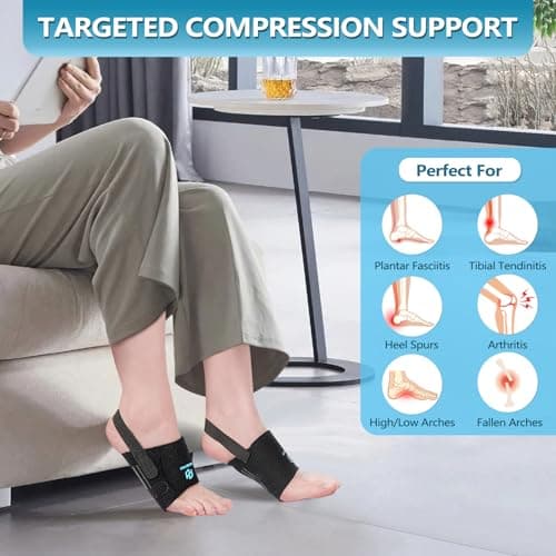 Healrecux Arch Support Braces for Plantar Fasciitis Relief, Adjustable Arch Support for Women Men with Gel Arch Inserts, Arch Support Brands Arch Sleeves for Flat Feet High & Fallen 6