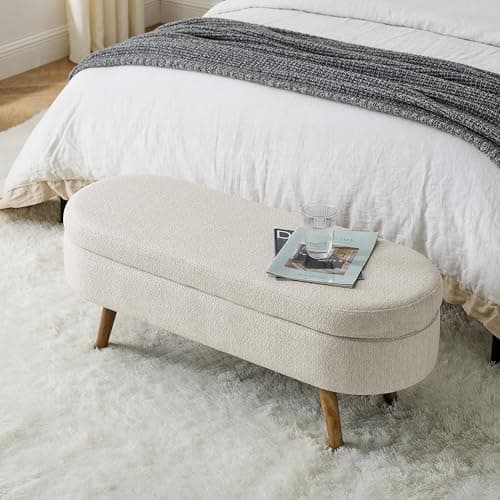 Align Living 43.5" Ottoman with Storage, Storage Ottoman Bench with Safety Hinge, Linen End of Bed Bench, Upholstered Entryway Bench for Bedroom, Living Room & Window, Holds up to 330 lb, Beige 7