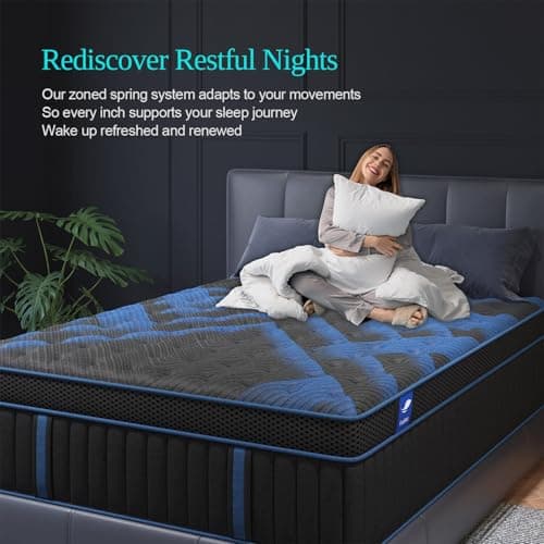 SYPIALNIA Queen Mattress 14 Inch, Hybrid Mattresses Medium Firm with Gel Memory Foam & Pocketed Coils, Motion Isolation, CertiPUR-US Certified, Pressure Relief for Silent Sleep 8