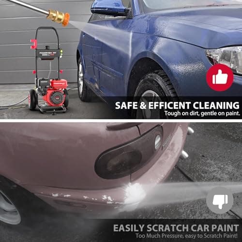 PowerSmart Gas Pressure Washer 3400 PSI, 2.5 GPM,3L Soap Tank, Metal Spray Wand, 5 Nozzles for House, Driveways 7