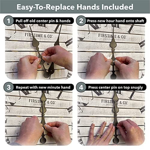 FirsTime & Co. White Farmhouse Shiplap Wall Clock, Large Vintage Decor for Living Room, Home Office, Round, Wood, Boho, 18 inches 10