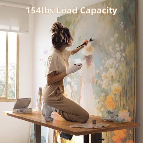 YIHAYO Low Height Adjustable Desk, Lifts 18.1-28.3 Inches, Electric Standing Desk for Short People, 48 x 24 Inches Computer Table with Splice Board for Home Office, Rustic Brown 6