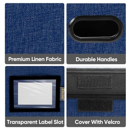 BALEINE File Organizer Box with Lid, Collapsible File Folder Organizer with Plastic Slide, Hanging File Folder Box for Office Document Storage (1 Pack, Blue) 7