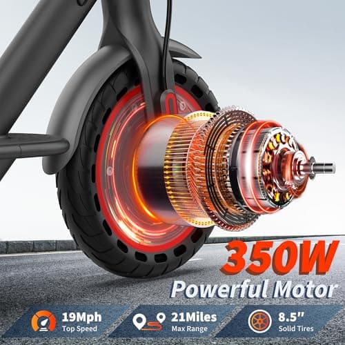 Folding Electric Scooter for Adults with Seat- 19MPH & 21-Mile Range, 350W Motor, 8.5" Solid Tires with App Control & Dual Brake System - UL2272 Certified Commuter E-Scooter 2