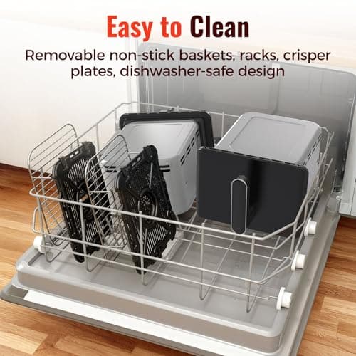 11.6QT Dual Basket Air Fryer Oven, Vertical 2-Basket Design, 6-in-1 Presets Function with Digital Touchscreen, Sync & Match, Easy to Clean, Dishwasher Safe, Family Meals 7