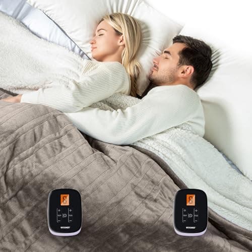 WOOMER Electric Heated Blanket King Size 100"x 90", Soft Flannel Fast Heating Bed Blanket with Multi-Color Option, 10 Heating Levels & 0.5-12H Auto Off, Over-Heat Protection