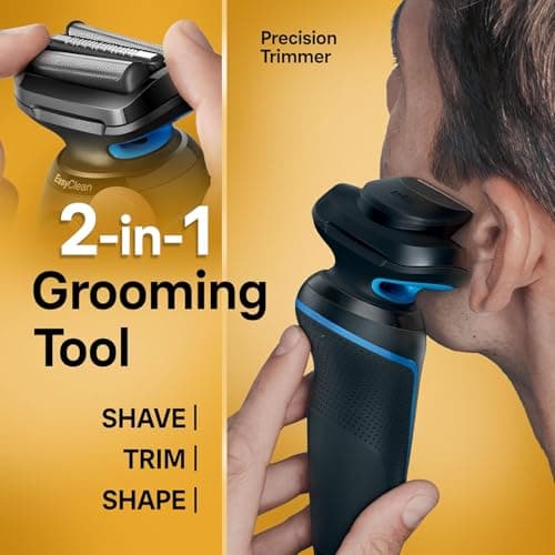Braun Electric Shaver for Men, Series 5 5118s, Waterproof, Wet & Dry Shave, Turbo Shaving Mode, Foil Shaver with Precision Trimmer, Battery Powered, 50 Minute Battery Runtime 7