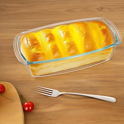 Findful Glass Baking Pan with Lid for Homemade Bread (Set of 2) - Easy- Carry Loaf Pan with Handle - Microwave and Oven Safe - Ideal for Bread, Meatloaf, Cakes - 1.9 Qt, Clear 6