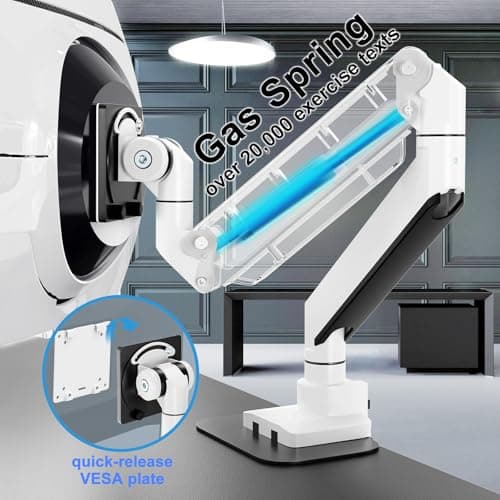 17-57 inch Ultrawide Monitor Arm - PUTORSEN, up to 59.4 lbs, Heavy Duty Monitor Arm for Flat/Curved Display and TV with VESA 75 * 75-200 * 200, with Steel Reinforcement Plate, White 5