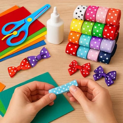 QingHan Grosgrain Ribbons for Crafts Gifts Wrapping 3/8" Boutique Polka Dot Fabric Ribbon 40yd (20 x 2yd) 5