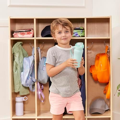 ECR4Kids Streamline 4-Section Coat Locker with Cubby Storage, Classroom Furniture, Natural 10