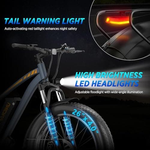 LELUOYUN F01 Electric Bike for Adults-Peak 1500W Brushless Motor Speed Max 32MPH,26" Electric Bike Fat Tire,48V 18.2Ah Removable Battery Long Range 80Miles Electric Mountain Bike,UL 2849 Certified 5