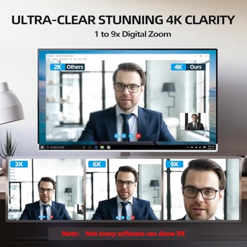 JEEBOX 4K Webcam with Light, Streaming Camera with Microphone, Plug and Play, USB HD Computer Web Cam, 1080P Auto-Focus, 73°FOV PC Camera for Zoom Skype Teams, Desktop, Black 5