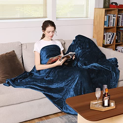 Vagueior Electric Heated Blanket Full Size 72'' x 84'' Extra-Warm Lightweight Cozy Luxury Electric Blanket Machine Washable with 3 Heating Levels Auto-Off Machine Washable - Blue ETL Certification