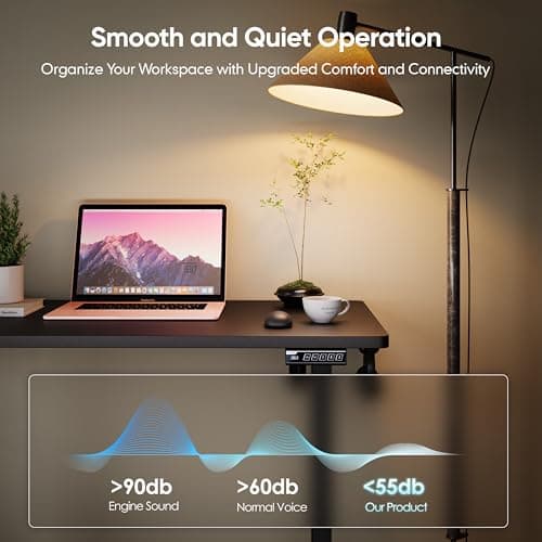 Monomi Electric Height Adjustable Standing Desk, 48x24 Inches, Ergonomic Home Office Sit/Stand Up Desk (Black Steel Frame/Black Top) 9