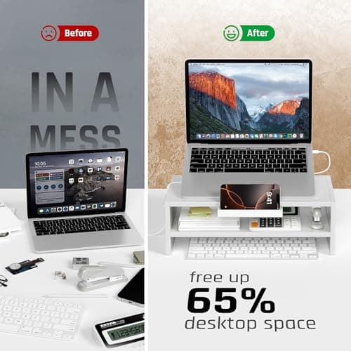 AFOOYO Adjustable Wood Laptop Stand, Ergonomic Height Angles Computer Holder Riser for Desk Compatible with Air, Pro, Dell, HP, Lenovo More 10-17.3" Laptops, White 6