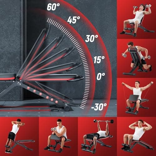 2026 Adjustable Weight Bench - 1000LBS Foldable Bench Press Workout Bench for Home Gym, Roman Chair & Incline Decline Flat Sit Up, Heavy Duty Full Body Dumbbell Fitness Bench 6