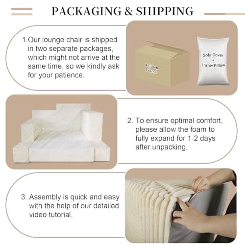 LELEFIDO Chaise Lounge Indoor, Oversized Sofa Bed, 48 Inch Upholstered Lounge Chair with 2 Throw Pillows, Plush Sleeper Chair for Living Room, Bedroom 6