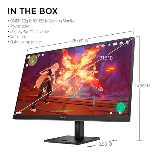 HP OMEN 32q QHD 165Hz Gaming Monitor, QHD Display (2560 x 1440), IPS Panel, 99% sRGB, 95% DCI-P3, 16:9, AMD FreeSync Premium Technology, 32q (2023) 10