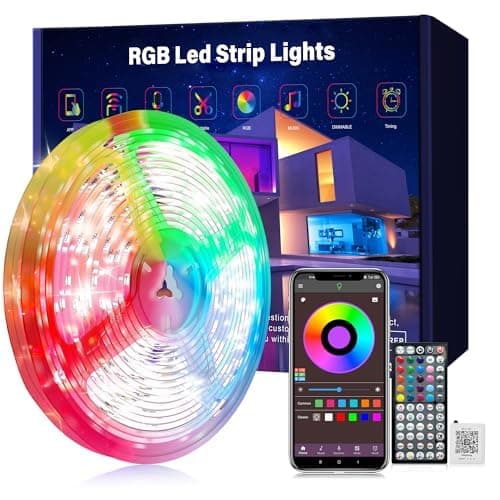 Ledagic Led Lights for Bedroom 50ft Music Sync Color Changing Led Strip Lights with Remote and App Control RGB Led Light Strip for Home Party Room Decor