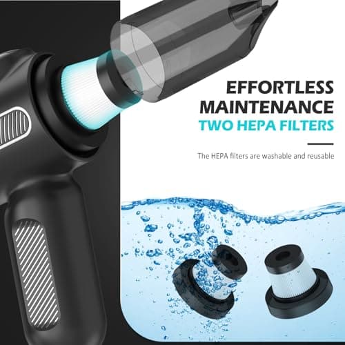 Nodrax Handheld Car Vacuum Cordless with Efficient Brushless Motor, 12000Pa High Power Suction and Extended Runtime, 4-in-1 Mini Hand Held Vacuum for Couch and Shop - Black 7