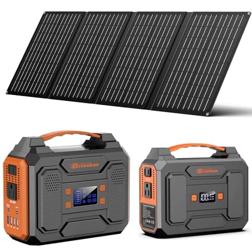 Portable Solar Generator with Panel, 300W Portable Power Station with Foldable 40W Solar Panel, 110V AC Outlet Camping 100W Solar Power Bank Lithium Battery Pack for Home Use RV Outdoor Power Outage